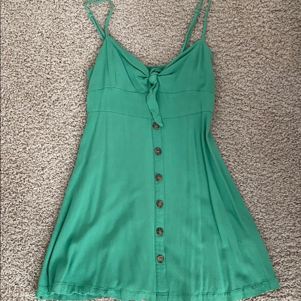 Green tie sun dress